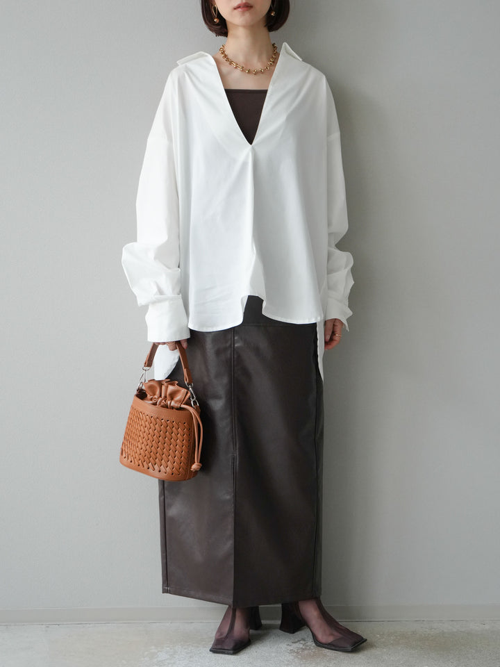 [予約]ブロードディープスキッパーブラウス/ホワイト