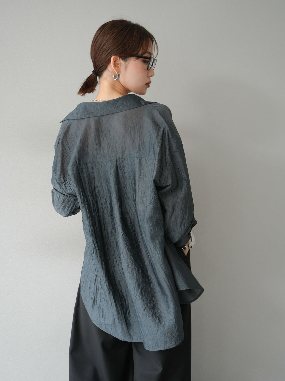 [予約]ワッシャーシャイニーシャツ/グレー
