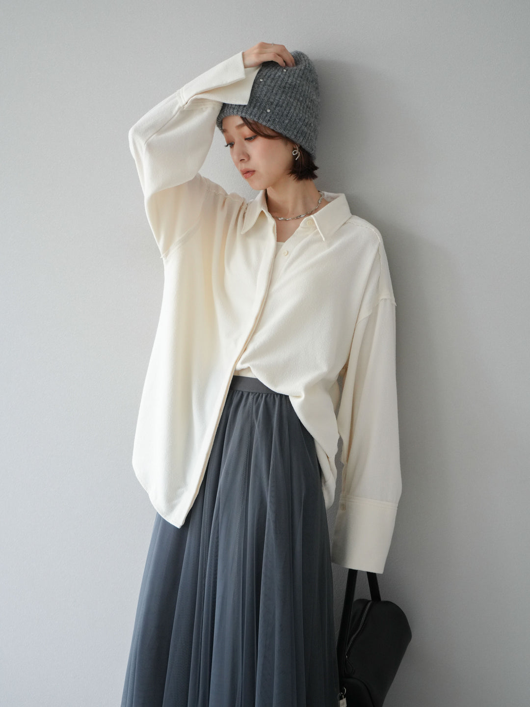 [予約]ネップオーバーシャツ/アイボリー