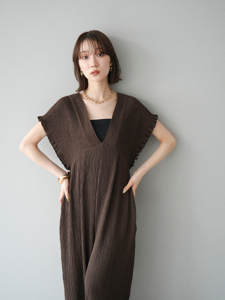 [SET]楊柳シャーリングサロペット+楊柳シャーリングサロペット(2set)