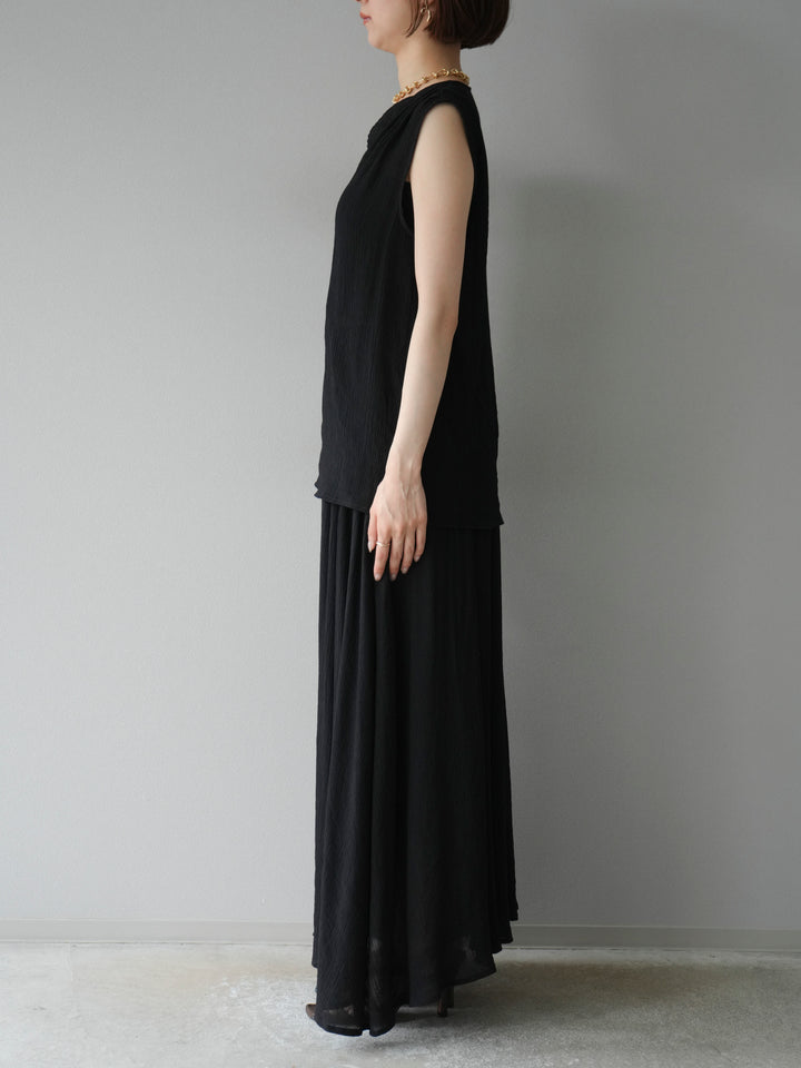 [SET]ビーズモチーフ楊柳ブラウス＆フレアスカートSET UP(2set)