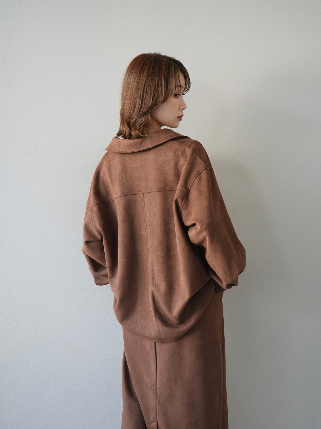 [SET]スエードシャツジャケット+スエードタイトスカート(2set)