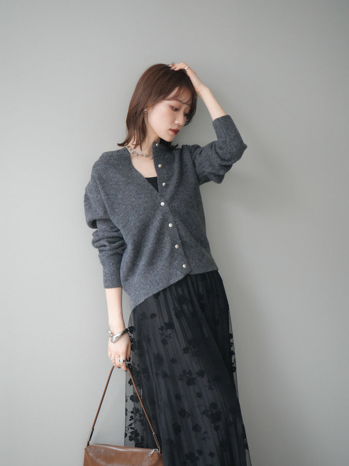 [予約]アンティークボタンニットカーディガン/charcoal