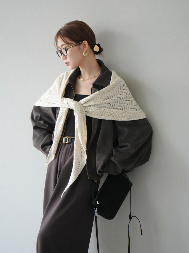 [SET] 麂皮外套+皮帶環設計寬褲（2套）