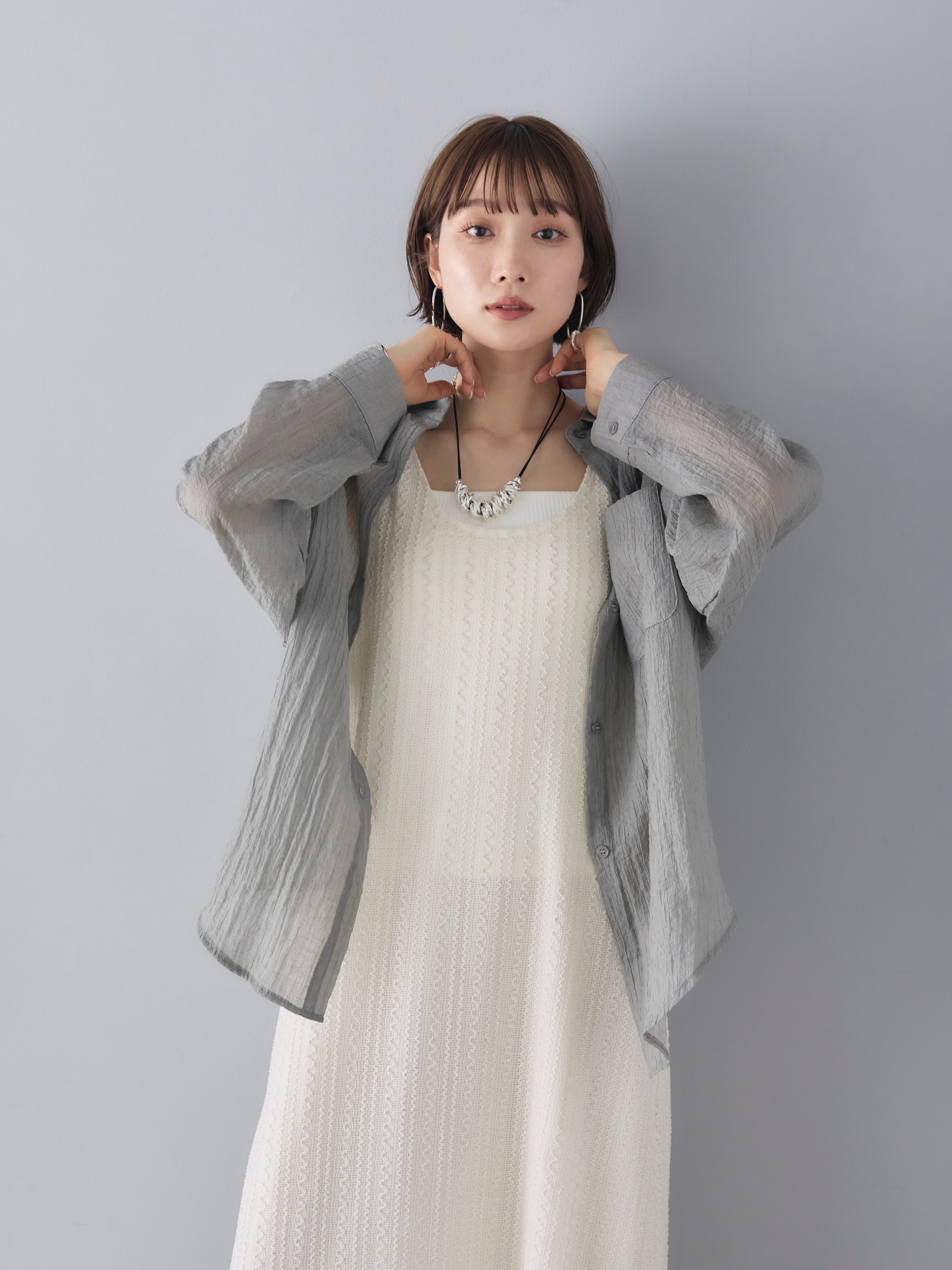 予約]楊柳シアーLSシャツ/グレー – Lumier