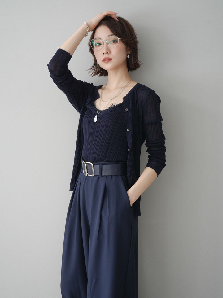 [予約]インナーレースキャミソール＆カーディガンアンサンブル/navy