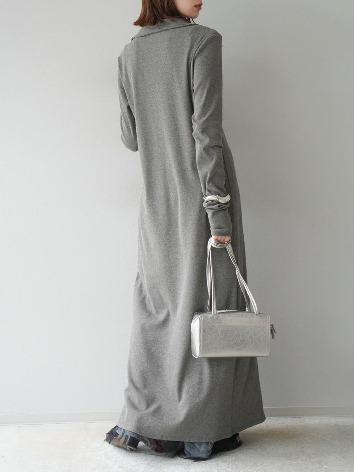 [SET]襟付きカットリブボタンワンピース+フラワープリントチュールレイヤードパンツ(2set)