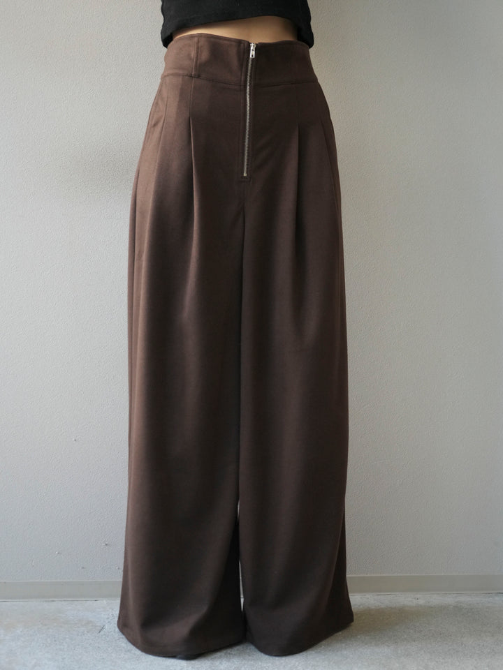 [予約]ウールタッチフロントジップパンツ/brown