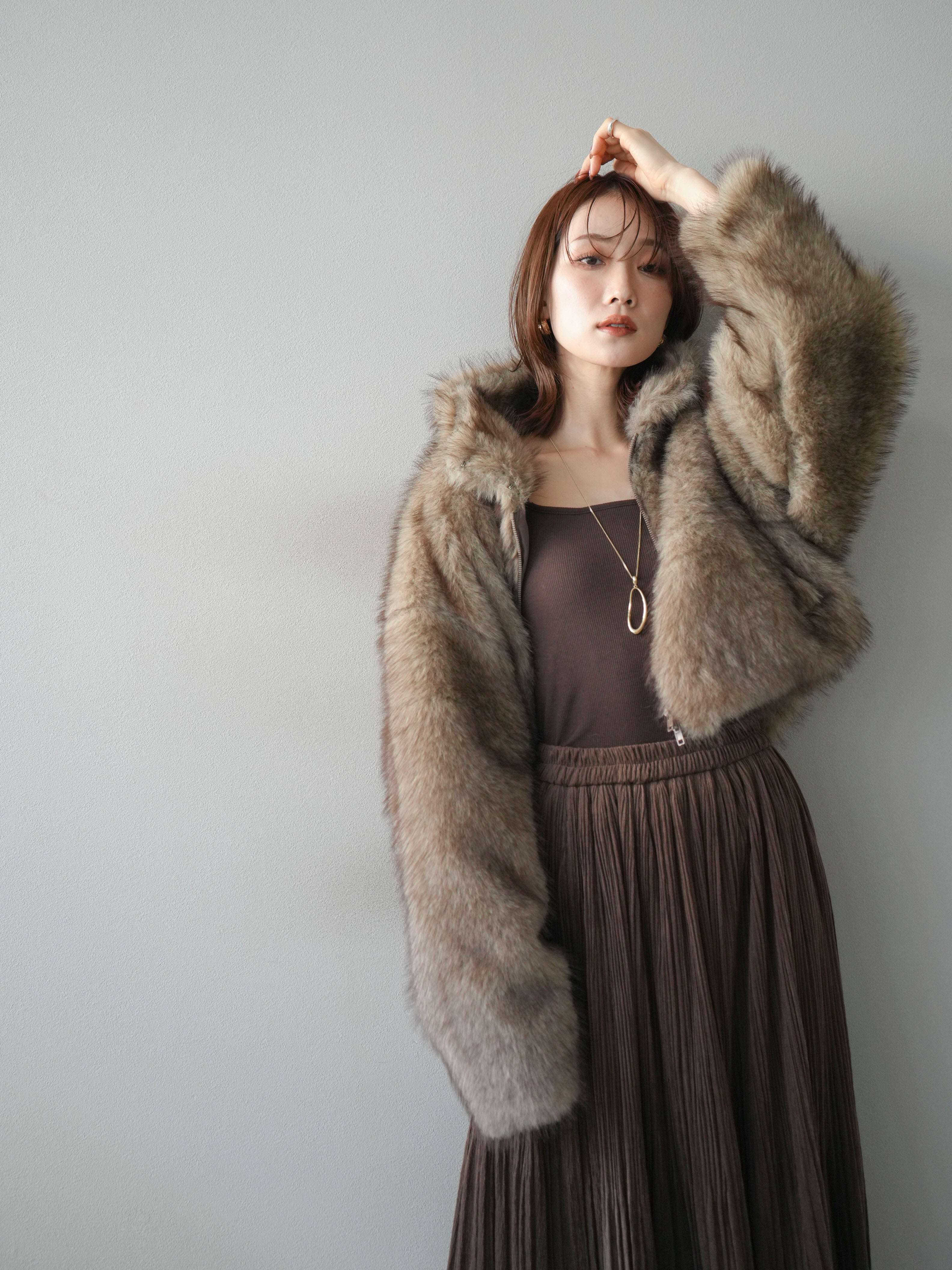 D.BON 高級 ラムスキン × リアルフォックスファー ショートジャケット M D.BON 高級 ラムスキン × リアルフォックスファー ショートジャケット