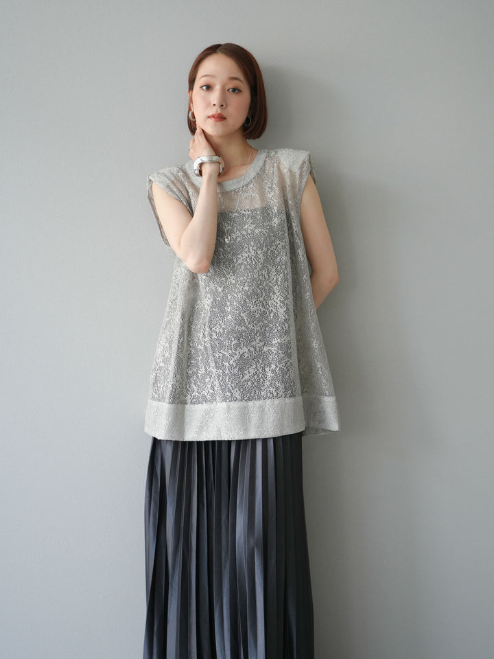 [予約]シャイニーレースプルオーバー/グレー