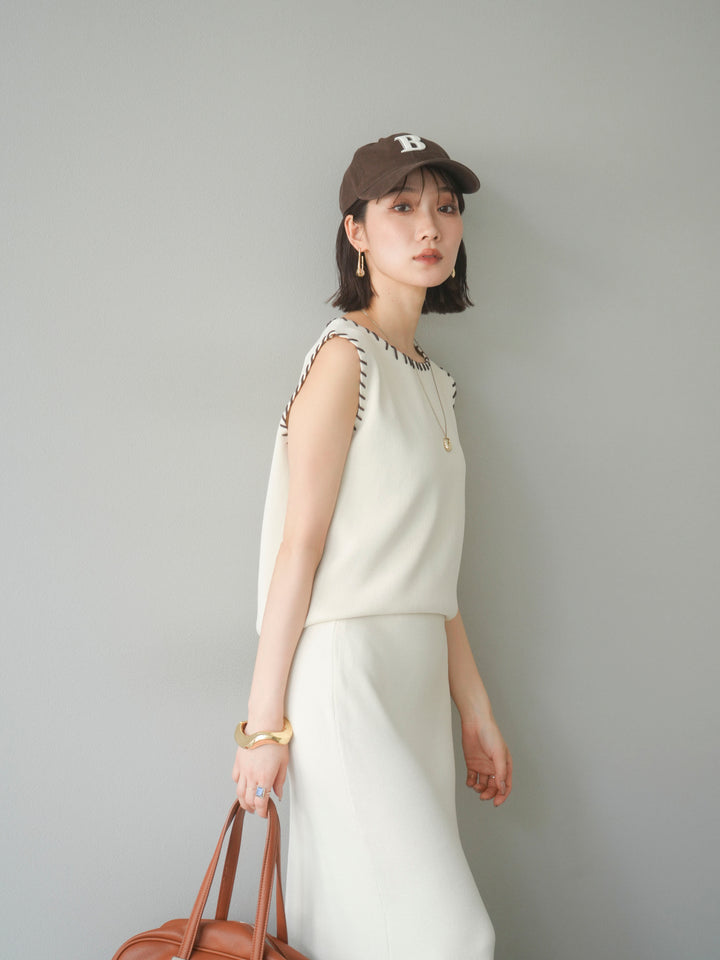 [SET] 亞麻手織套頭衫 + 亞麻手織緊身裙 (2 件套)