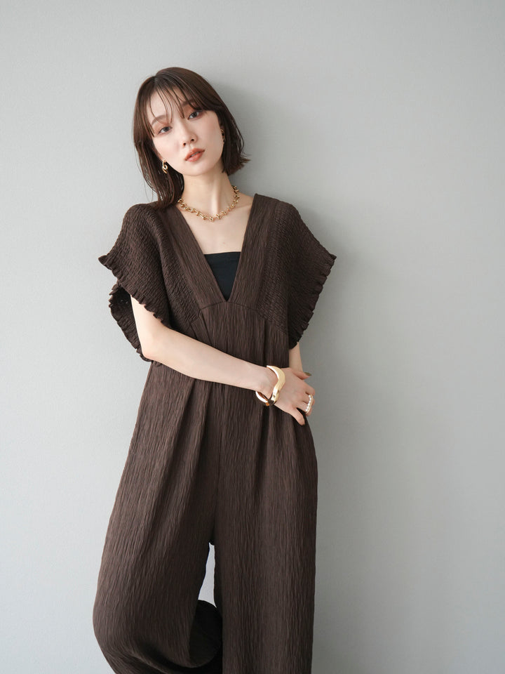 [SET]楊柳シャーリングサロペット+楊柳シャーリングサロペット(2set)