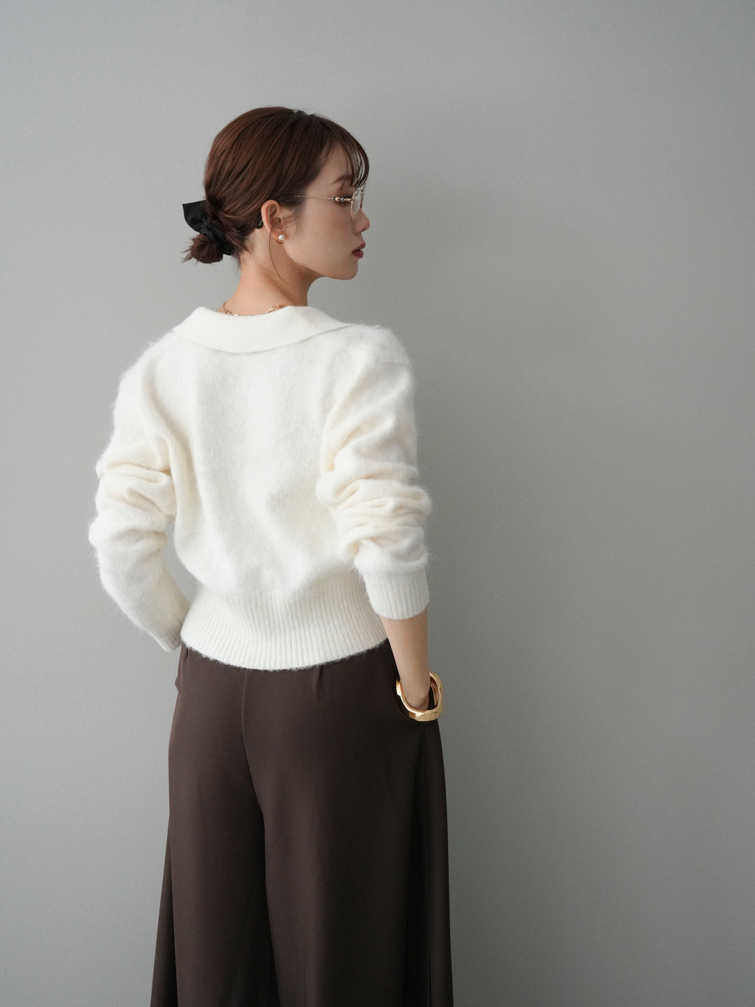 [SET]モヘア衿付きボタンプルオーバー+選べるアクセセット(2set)