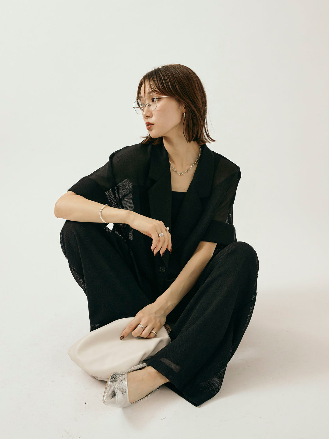 【Allure】[SET]メッシュハーフテーラードジャケット+メッシュハーフテーラードジャケット(2set)