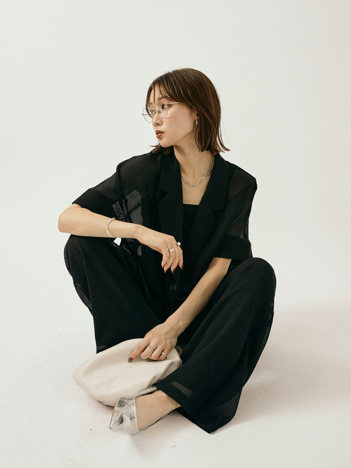 【Allure】[SET]メッシュハーフテーラードジャケット+メッシュハーフテーラードジャケット(2set)