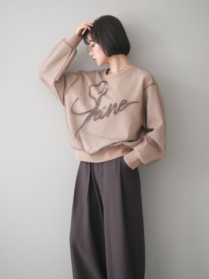 [予約]チュールレイヤードロゴスエットプルオーバー/beige