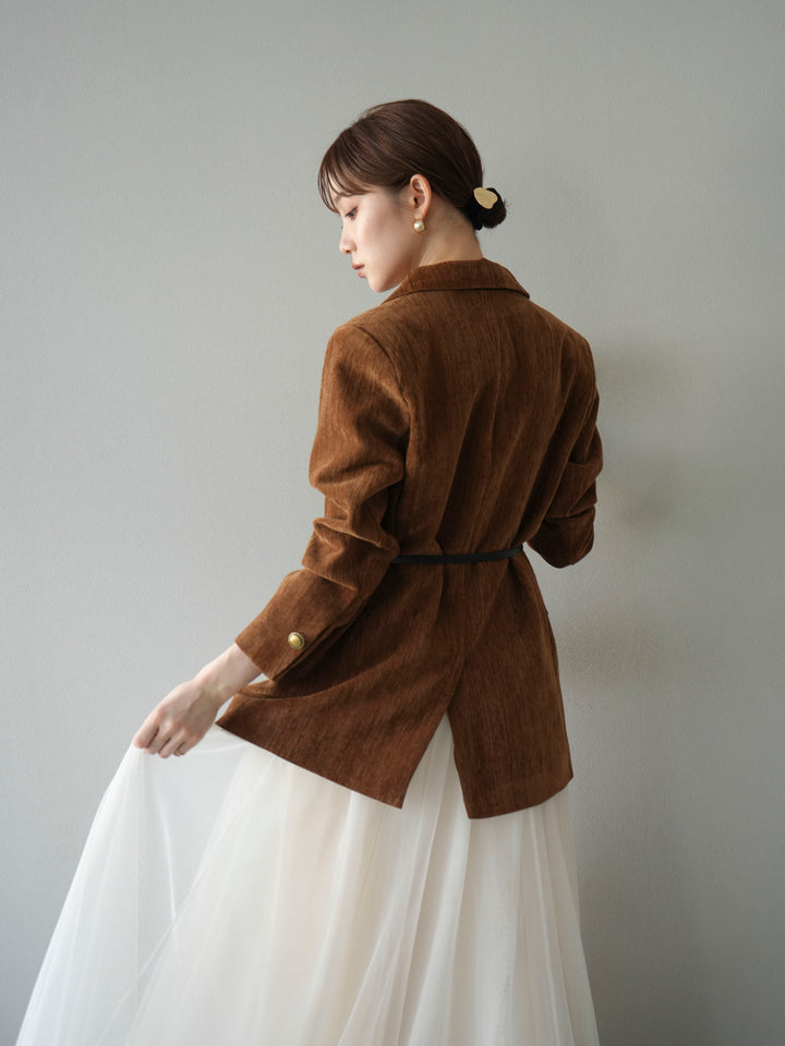 [SET]ベロアダブルジャケット+チュールボリュームスカート(2set)