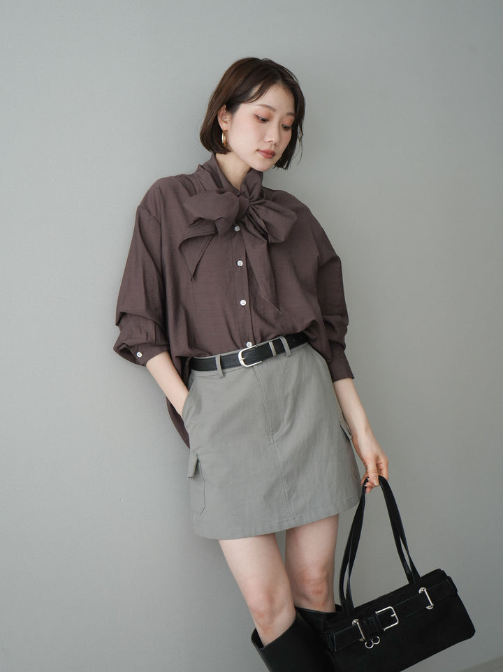 [予約]シアーボウタイブラウス/brown