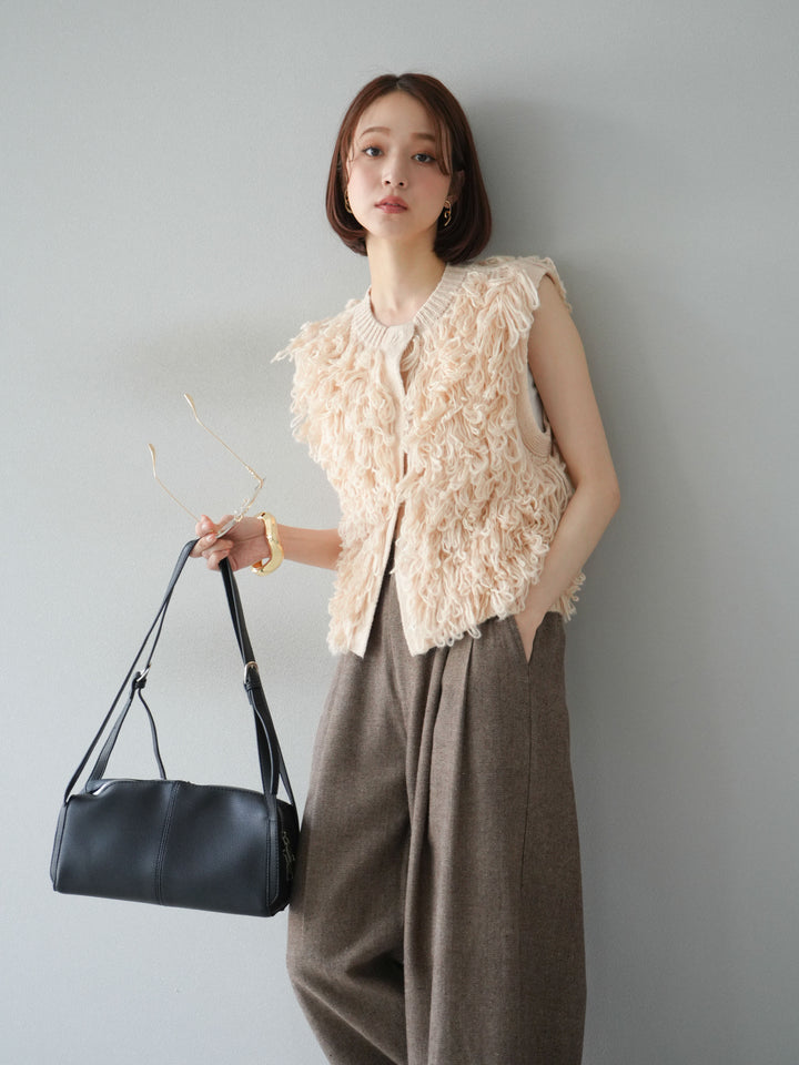 [予約]前開きループニットベスト/アイボリー