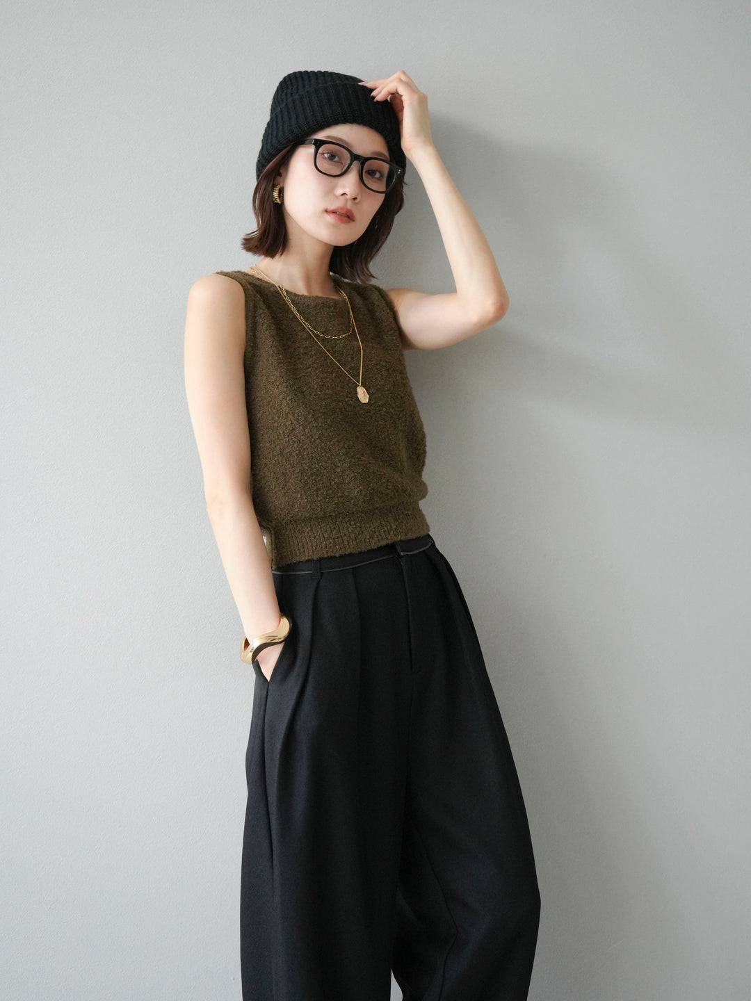 [予約]ニットビーニー/グレー