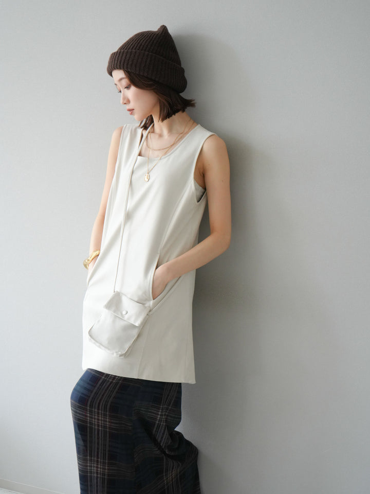 [予約]ショルダーポーチ付スウェードミニワンピース/アイボリー