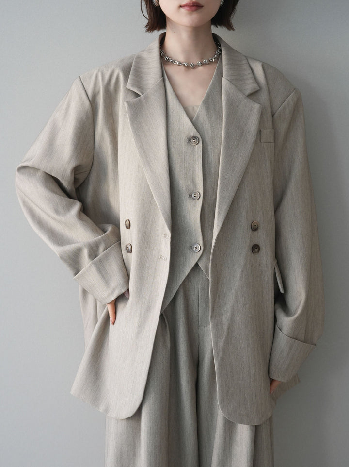 [予約]ダブルボタンヘリンボーンジャケット/beige