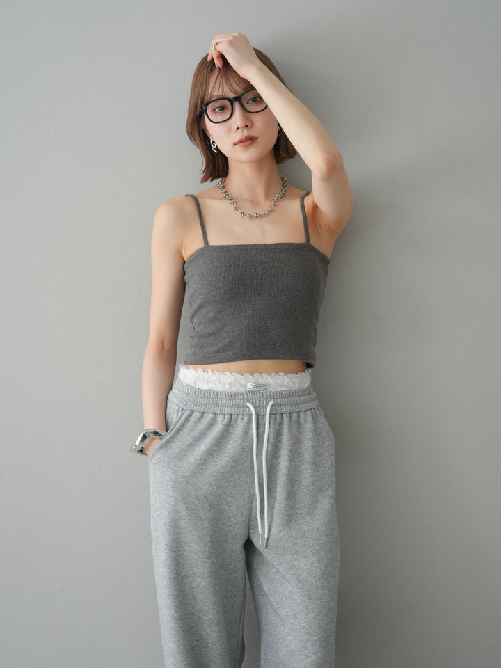 [予約]カップ付テレコリブベアキャミソール/モカ