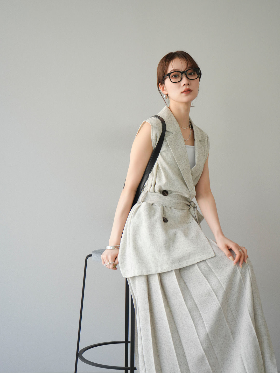 [予約]ミックスツイードジレ/アイボリー