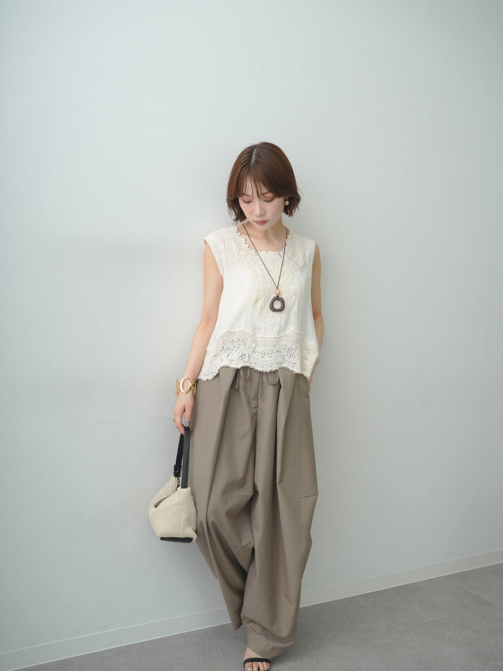 [予約]アンティークレースノースリトップス/beige