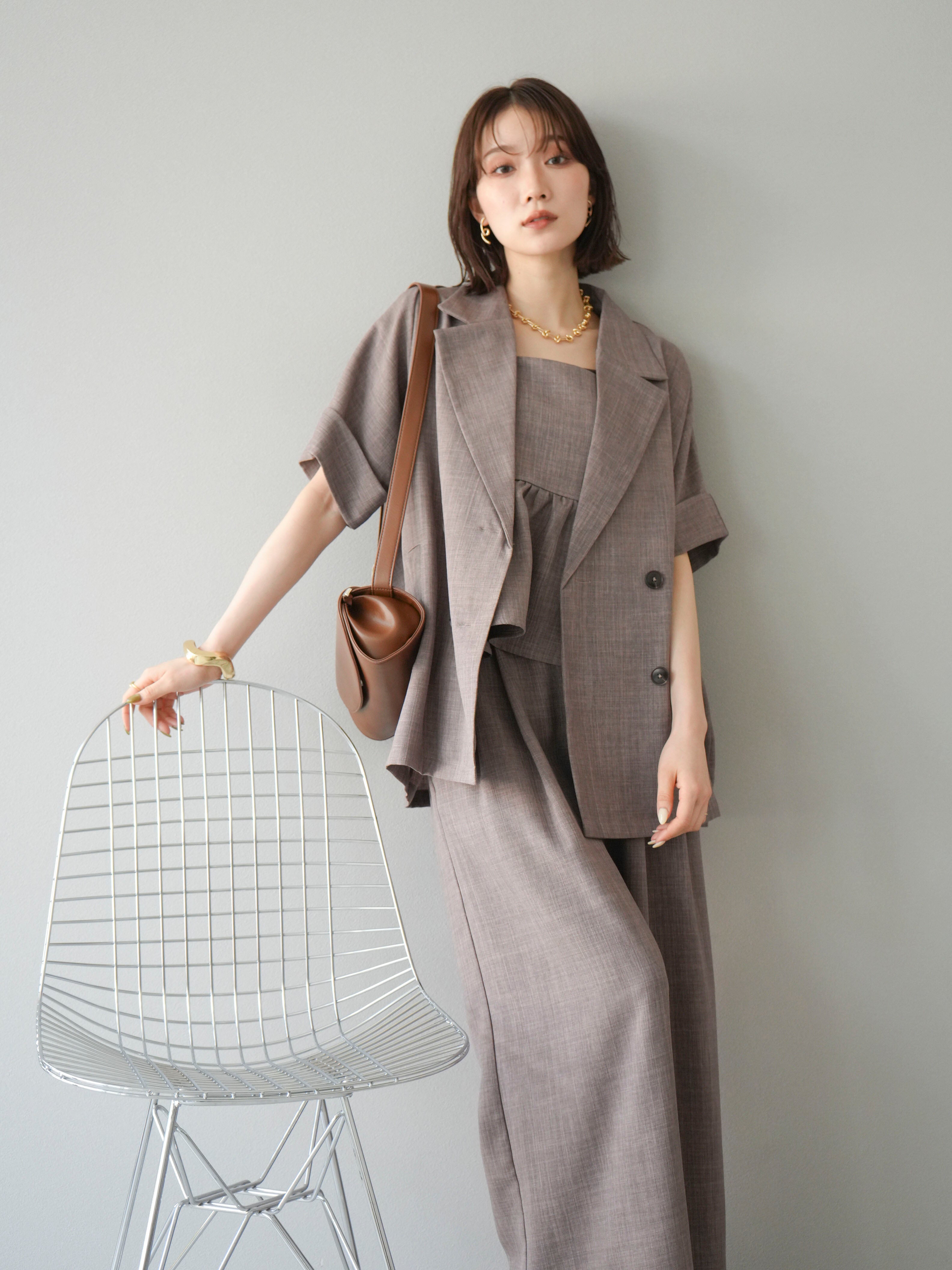 予約]リネンライクハーフテーラードジャケット/モカ – Lumier