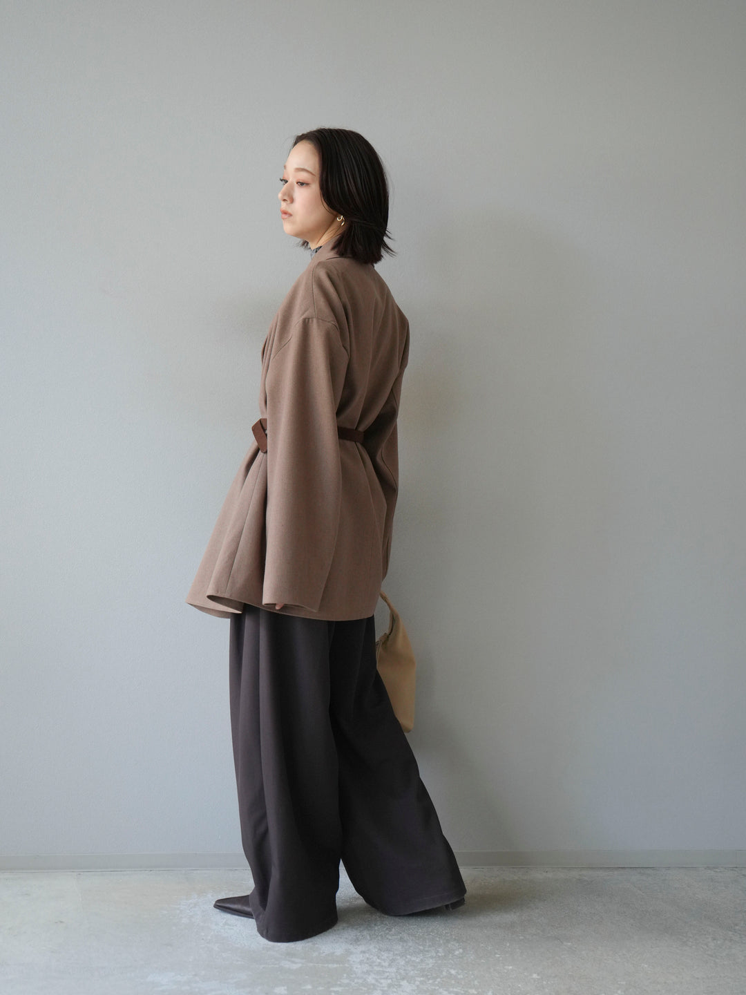 [予約]ビックカラーミディアムジャケット/ベージュ