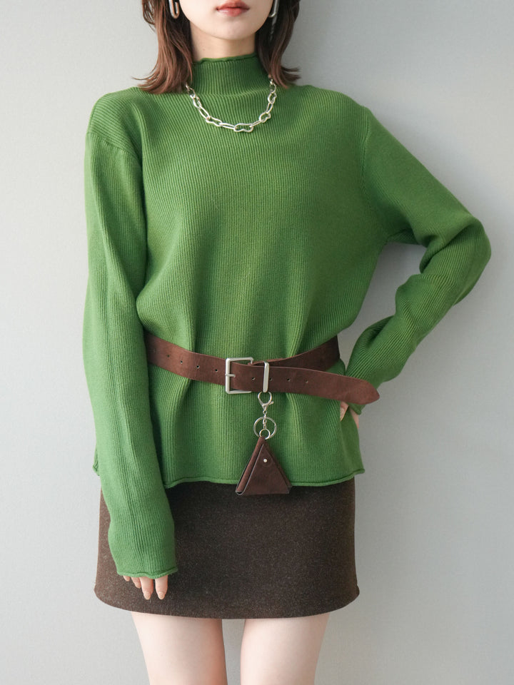 [SET]ボトルネック裾カールリブニットトップス+ボトルネック裾カールリブニットトップス(2set)