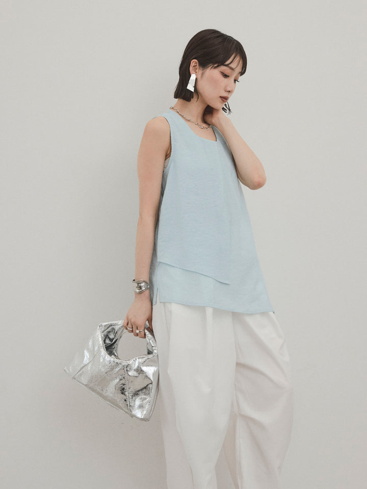 [予約]シアータックアシンメトリーブラウス/ライトブルー