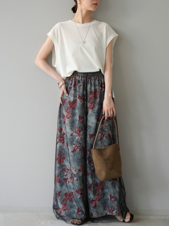 [予約]シアーフロッキーベロアルーズノースリーブTシャツ/オフシロ