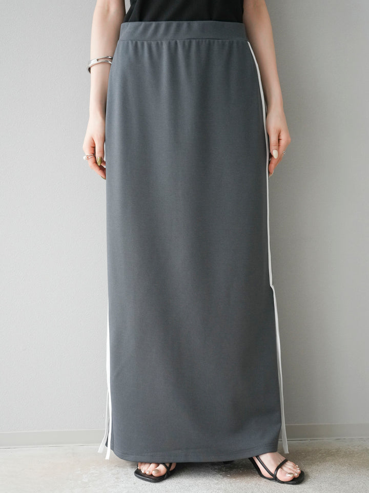[予約]サイドラインジャージナロースカート/チャコール