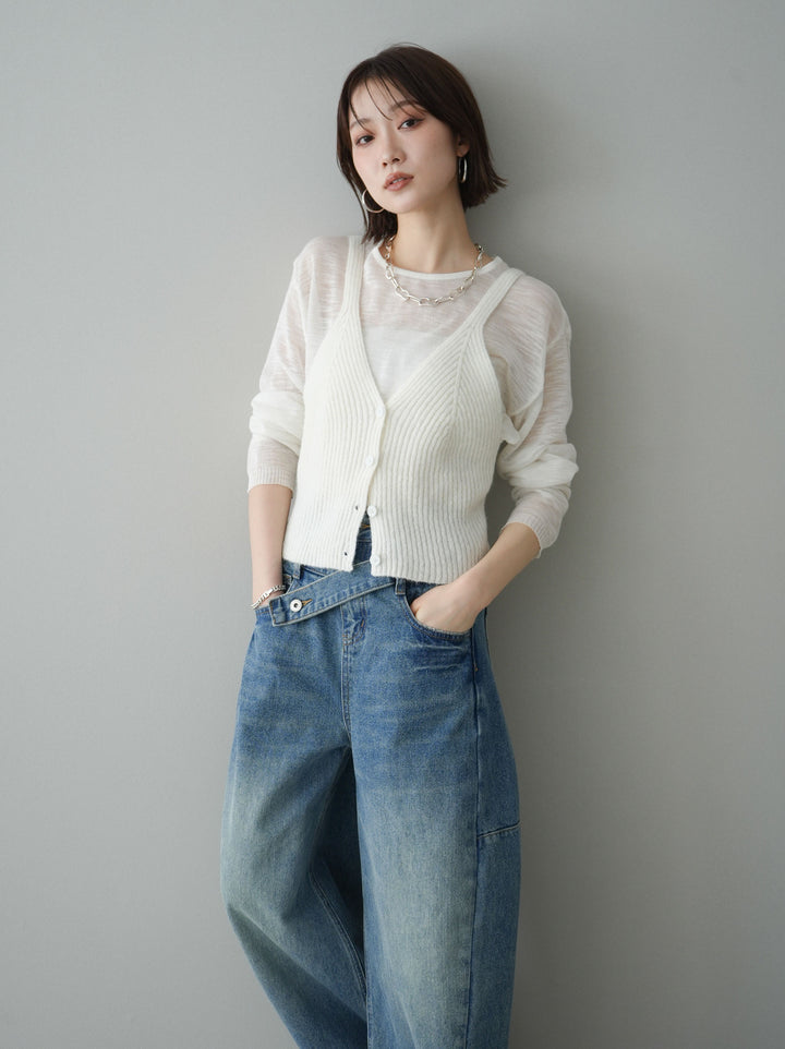 [予約]ビスチェアンサンブルシアーニット/white