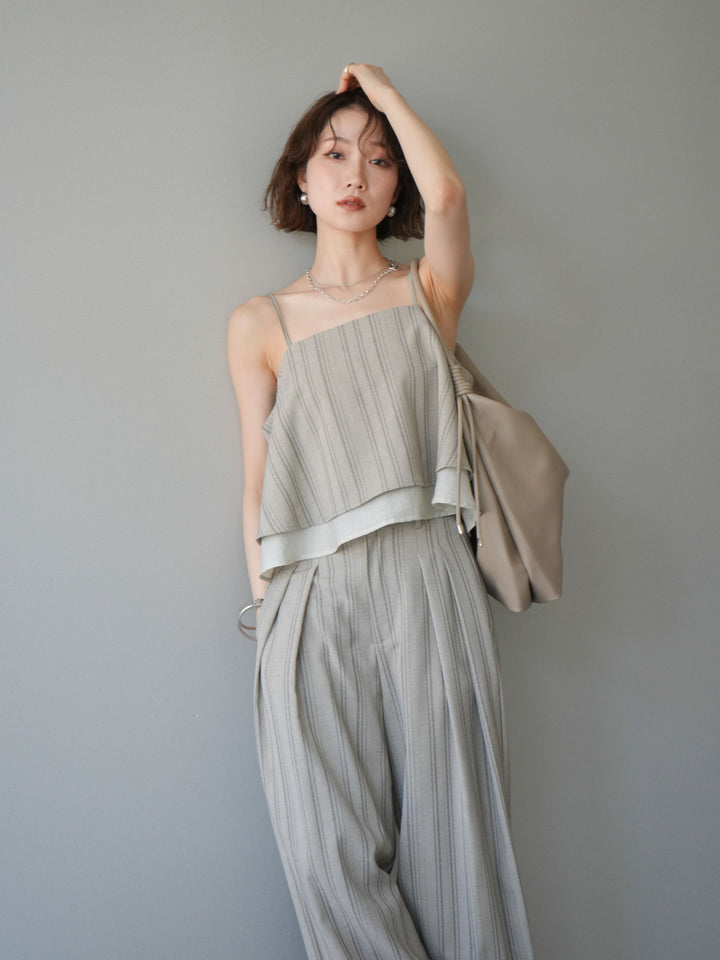 【套裝】條紋疊層吊帶背心 + 不對稱一觸式手鐲（2 件組）