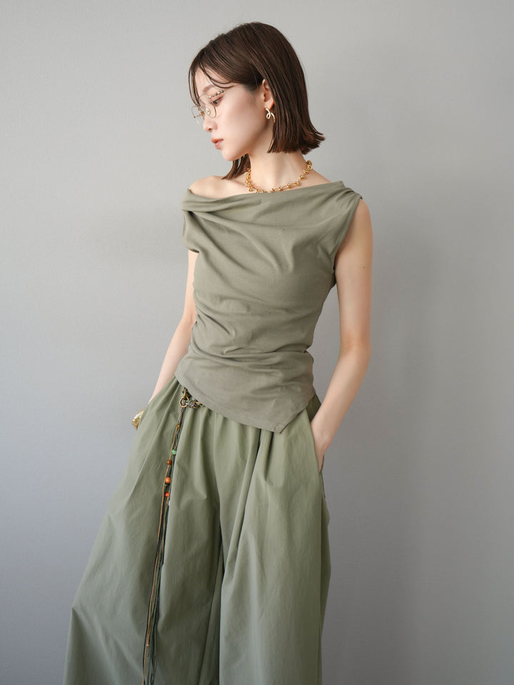 [SET]タックデザイントップス＆ビーズベルト付きパンツSET UP(2set)