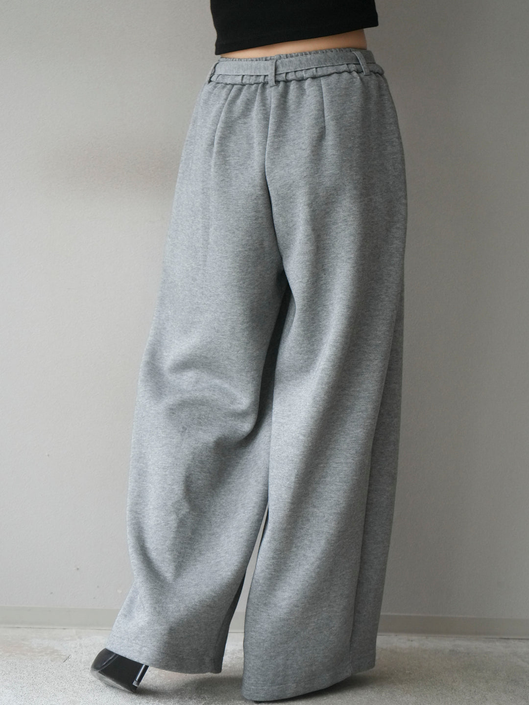 [予約]ベルト付スウェットワイドパンツ/gray