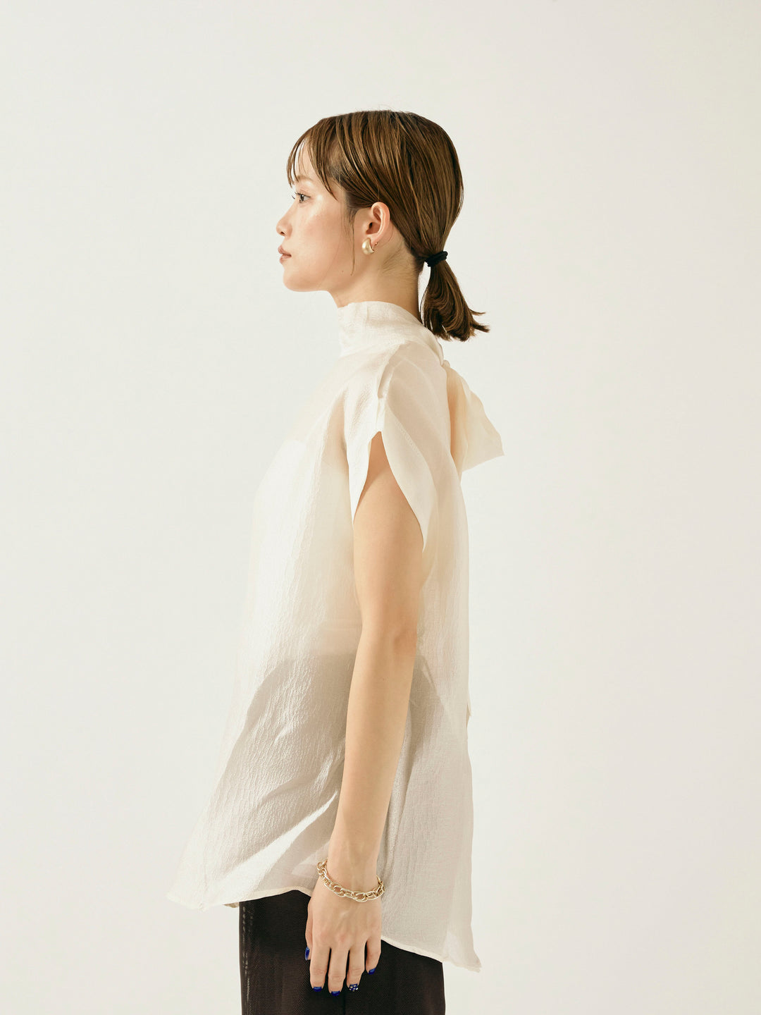 [予約]シャイニーシアーブラウス/アイボリー