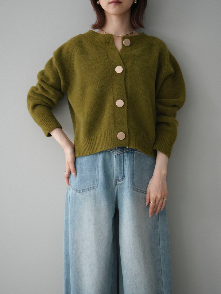 [予約]BIGボタンニットカーディガン/ green