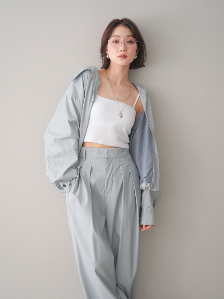 [予約]ウォッシャブルフェイクレザーバルーンジャケット/blue