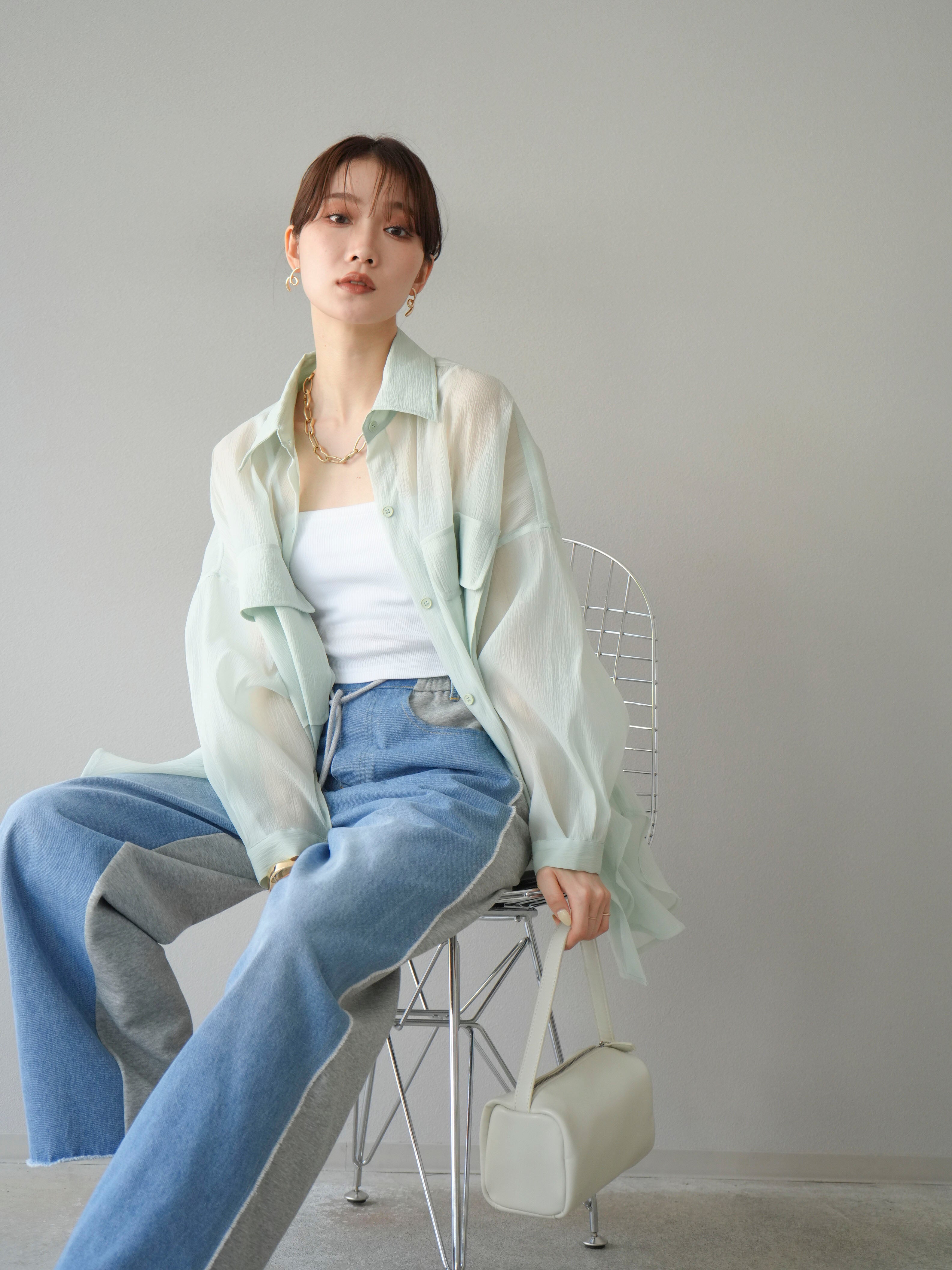 予約]BIGポケットオーバーシアーシャツ/ミント – Lumier