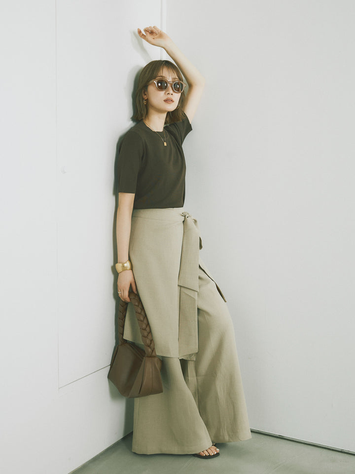 [預訂] 後開人造絲針織上衣/棕色