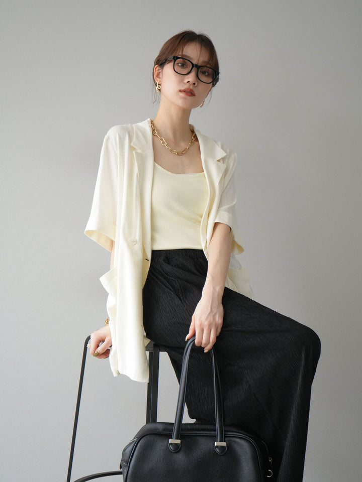 [予約]ライトリネンハーフスリーブジャケット/オフ