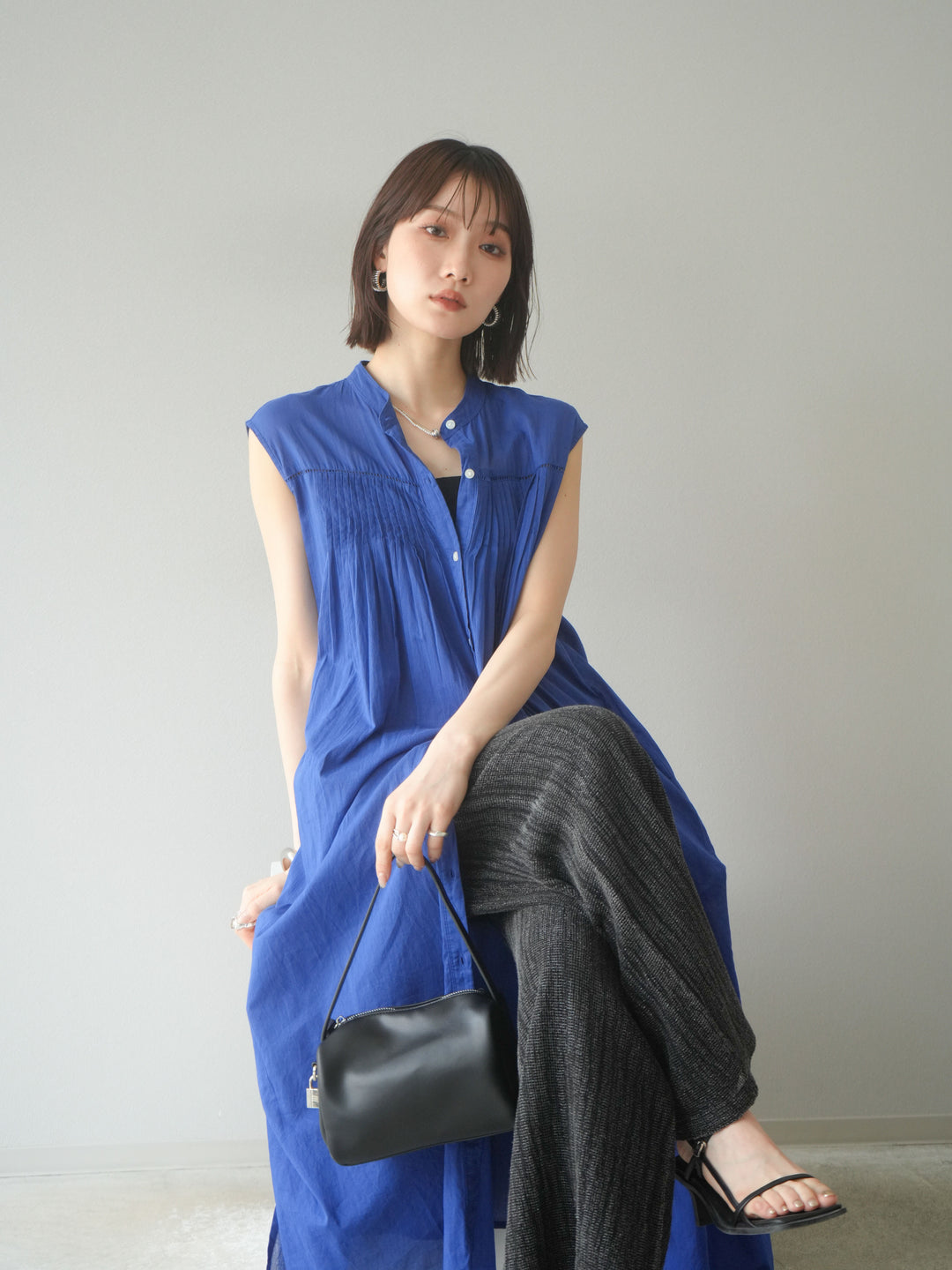 [予約]インド製コットンボイルワンピース/ロイヤルブルー