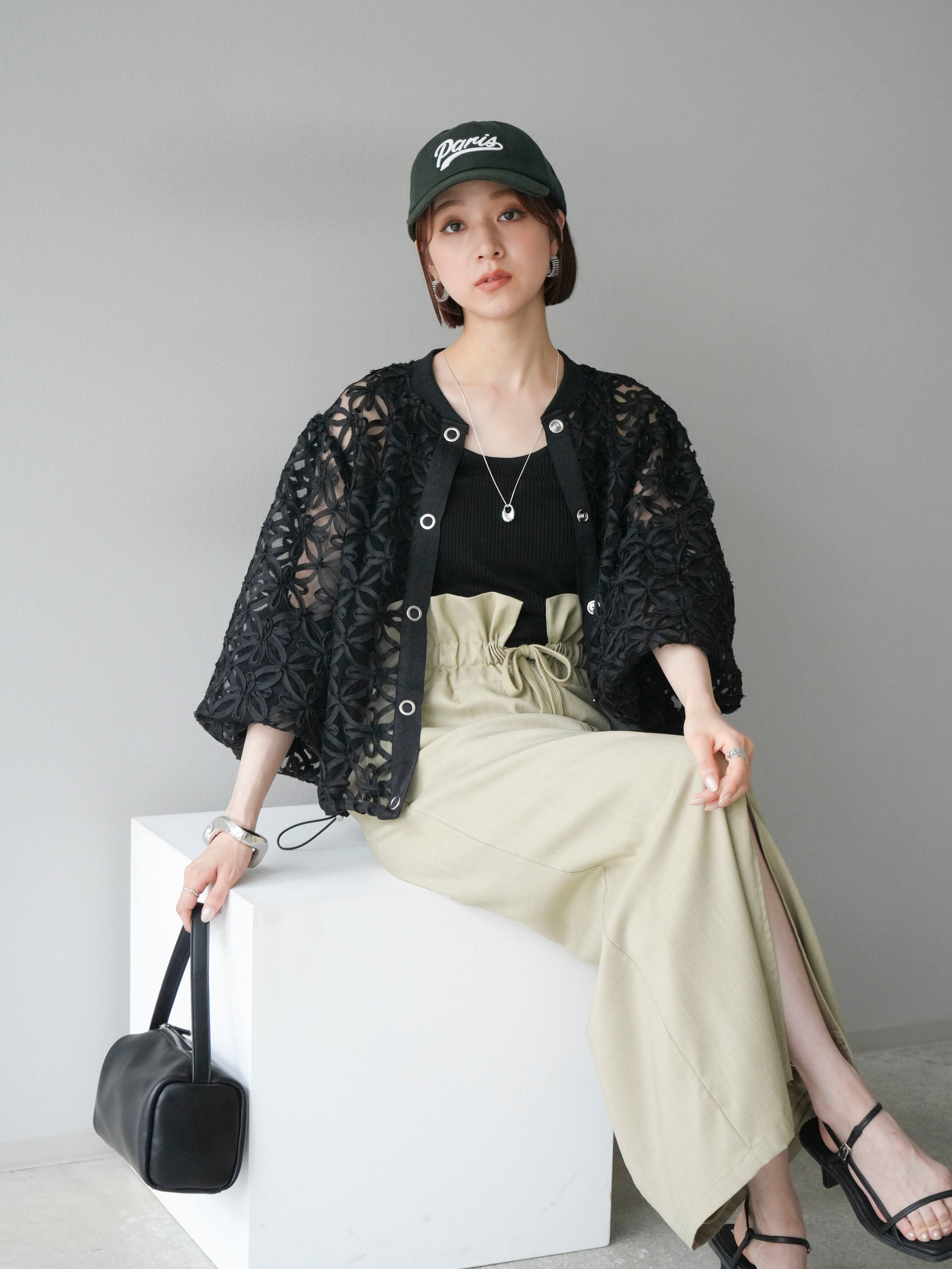 レースブルゾン ラメバルファスレースジップアップブルゾン（ブルゾン）｜H.A.K