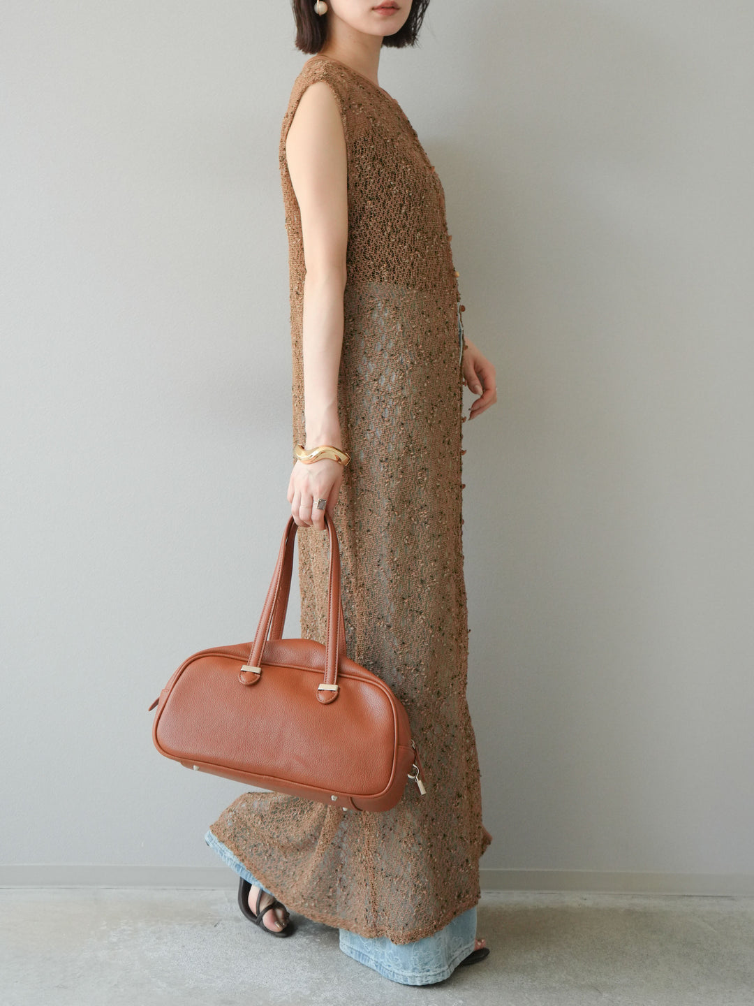 [予約]2WAYネップメッシュワンピース/ブラウン