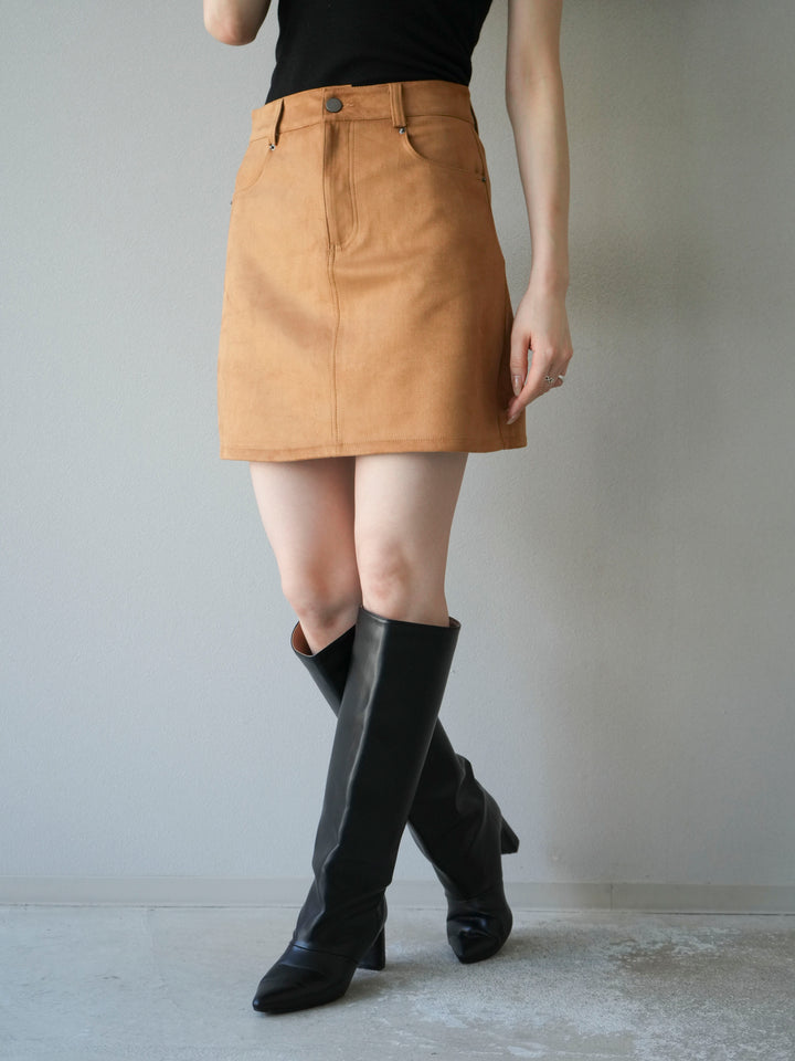 [予約]スエードペチパンツ付ミニスカート/ベージュ