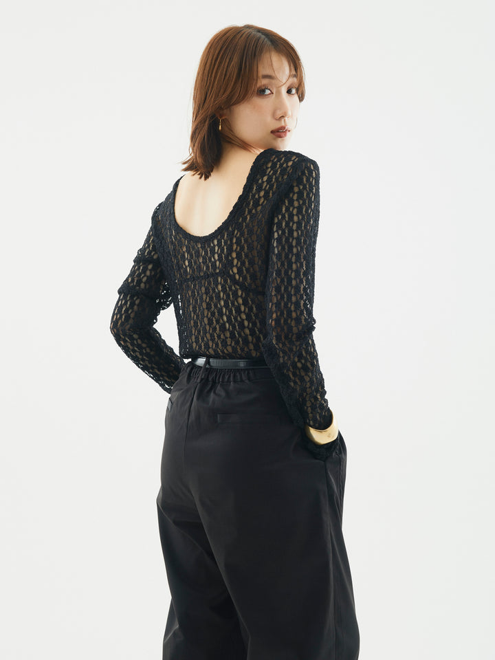 【Allure】[SET]バックラウンドレーストップス+バックラウンドレーストップス(2set)